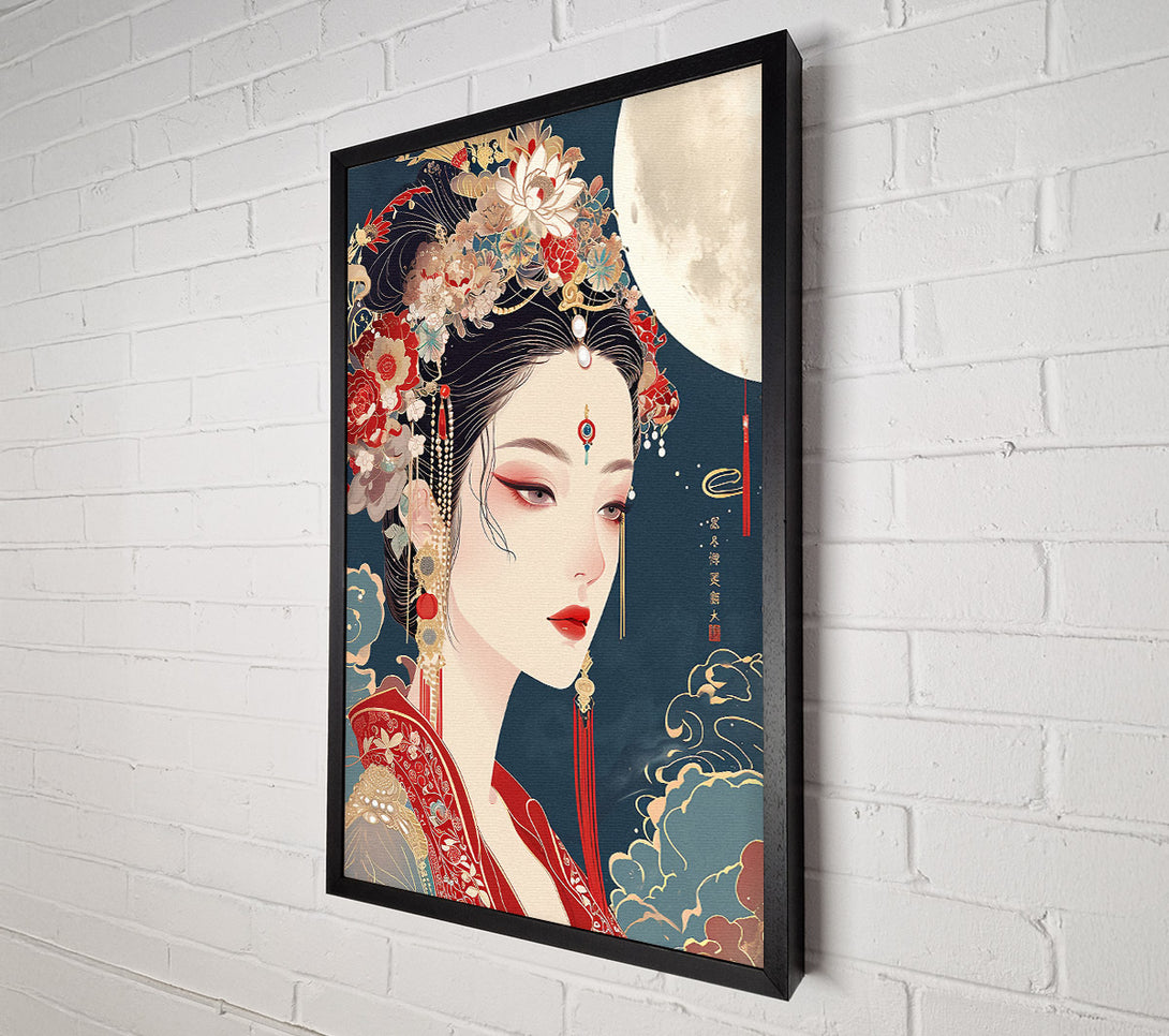 A Canvas Print of Asian Woman Moon Canvas Art