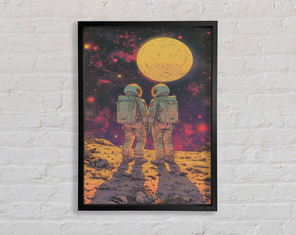 Astronauts Together Framed Print