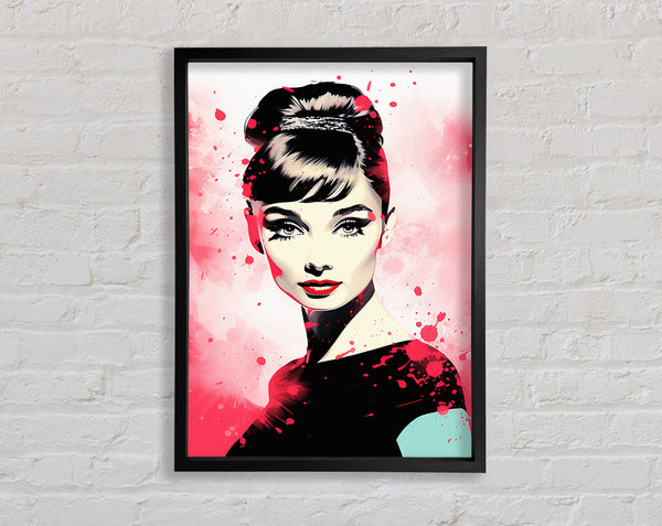 Audrey Hepburn Red Splash Framed Print