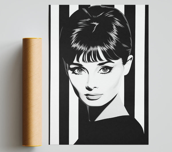 Audrey Hepburn Stripes Giclee Print