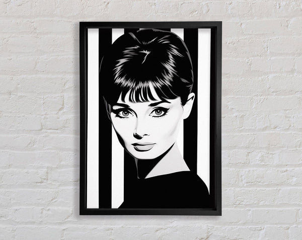 Audrey Hepburn Stripes Framed Print