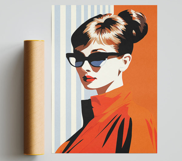 Audrey Hepburn Sunglasses Retro Vintage Fashion Poster