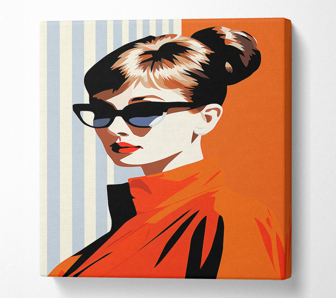  A Canvas Print of Audrey Hepburn Sunglasses Retro Vintage Fashion Canvas Print
