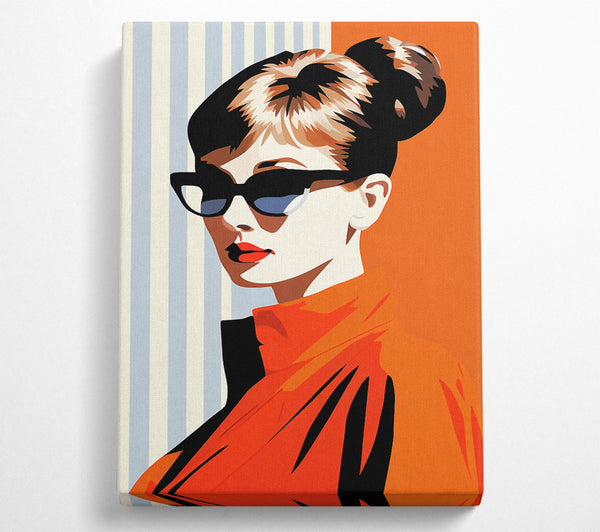  A Canvas Print of Audrey Hepburn Sunglasses Retro Vintage Fashion Canvas Print