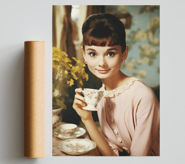 Audrey Hepburn Teacup Poster