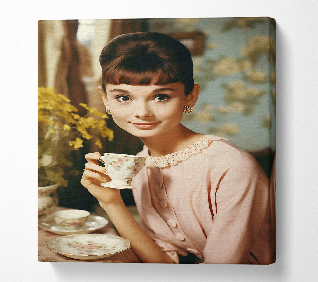  A Canvas Print of Audrey Hepburn Teacup Canvas Art