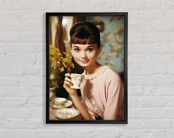Audrey Hepburn Teacup Framed Print