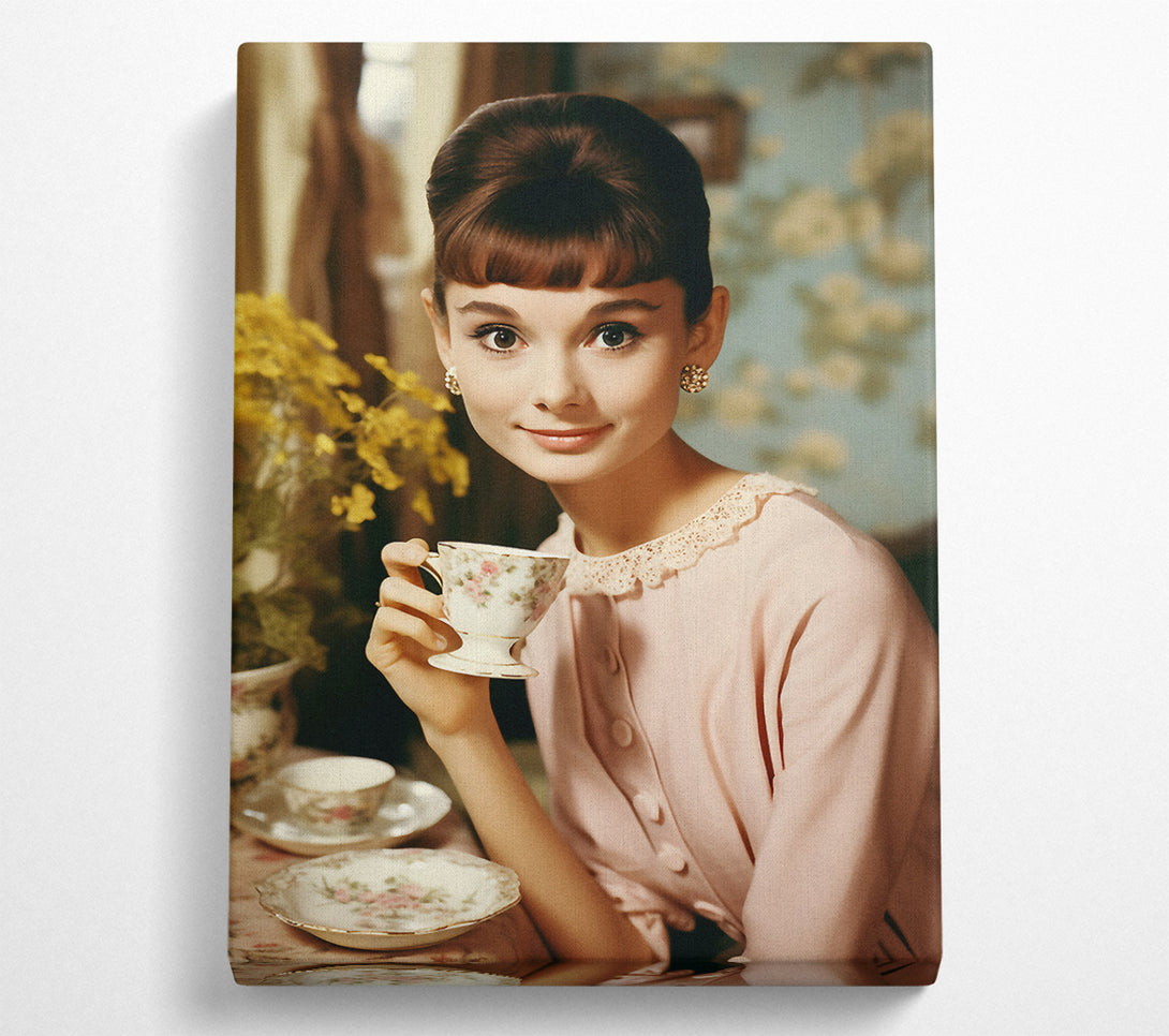  A Canvas Print of Audrey Hepburn Teacup Canvas Art