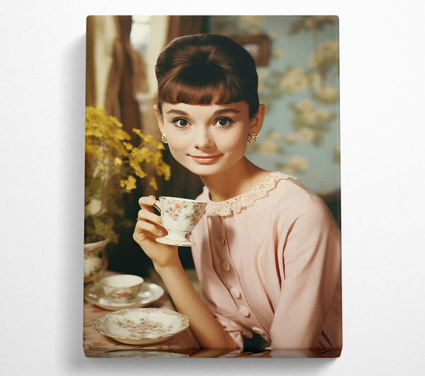  A Canvas Print of Audrey Hepburn Teacup Canvas Art