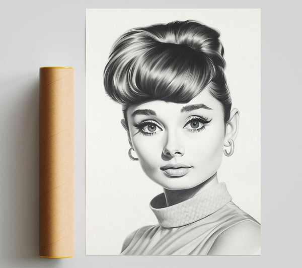 Audrey Hepburn Woman Sketch Giclee Print