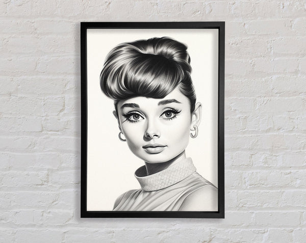 Audrey Hepburn Woman Sketch Framed Print