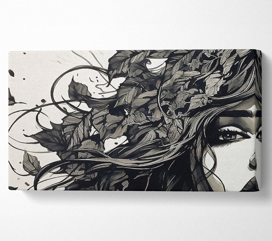 A Canvas Print of Autumn Leaf Hair Canvas Print