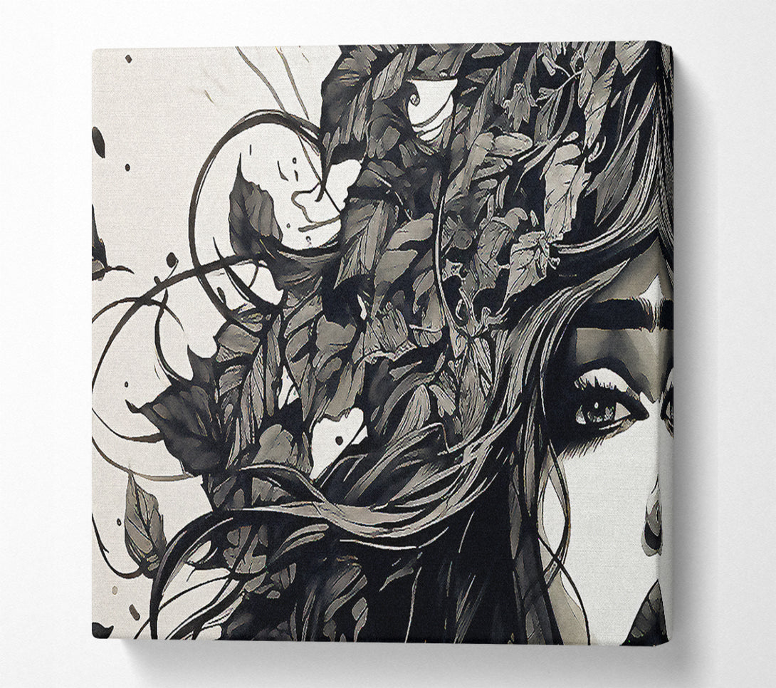  A Canvas Print of Autumn Leaf Hair Canvas Print