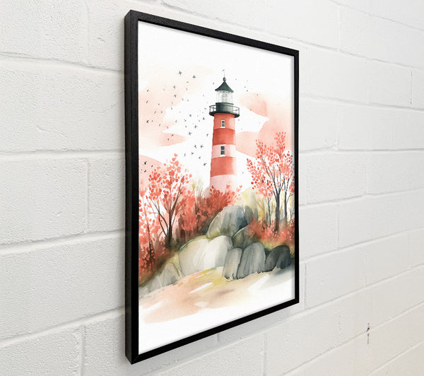 Autumn Lighthouse Watercolour