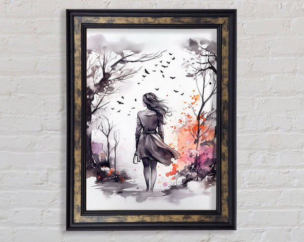 Autumn Park Stroll Framed Print