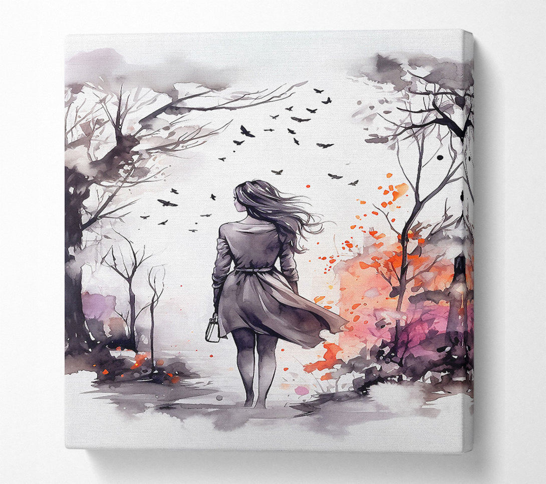  A Canvas Print of Autumn Park Stroll Canvas Art