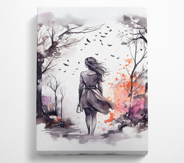  A Canvas Print of Autumn Park Stroll Canvas Art