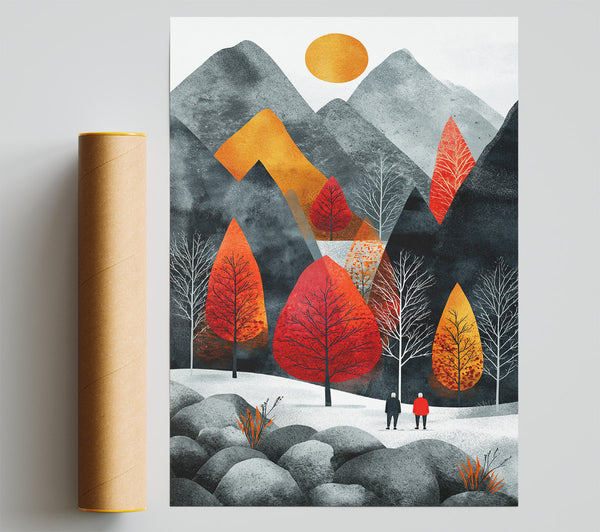 Autumn Sunset Walk Print