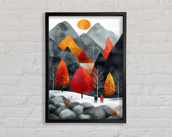 Autumn Sunset Walk Framed Print