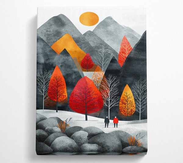  A Canvas Print of Autumn Sunset Walk Canvas Print