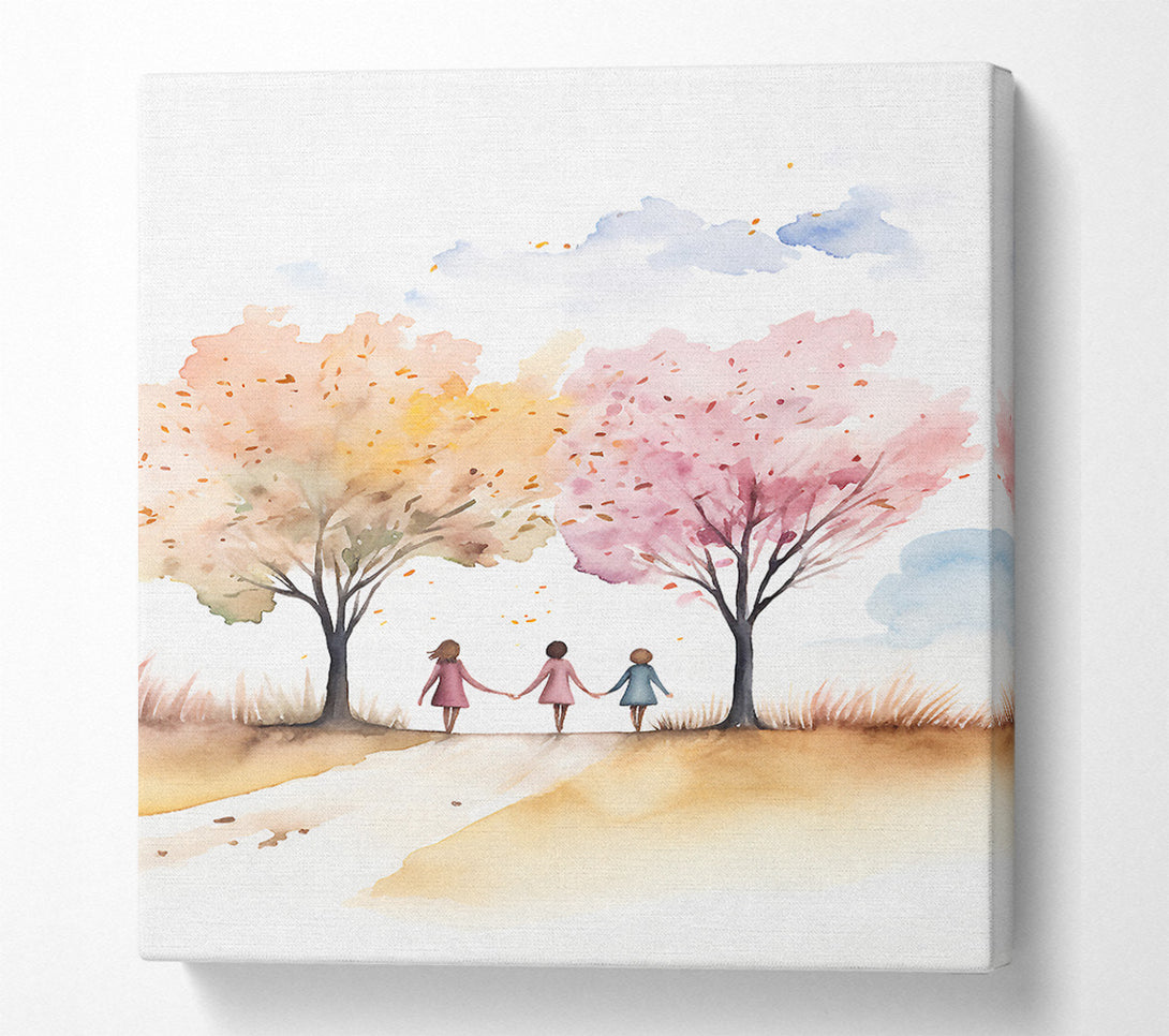  A Canvas Print of Autumn Walk Together Canvas Art
