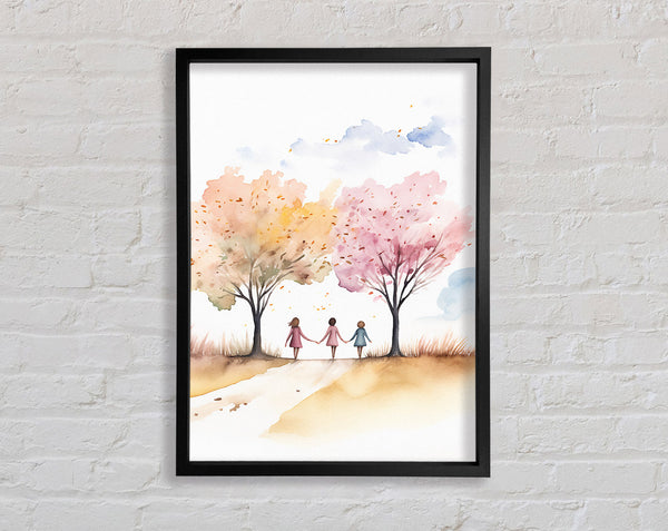 Autumn Walk Together Framed Print