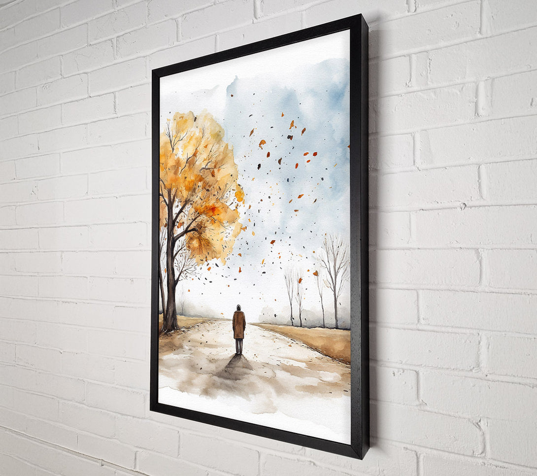  A Canvas Print of Autumn Walk Watercolour Canvas Wall Art