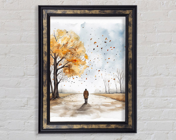 Autumn Walk Watercolour Framed Print