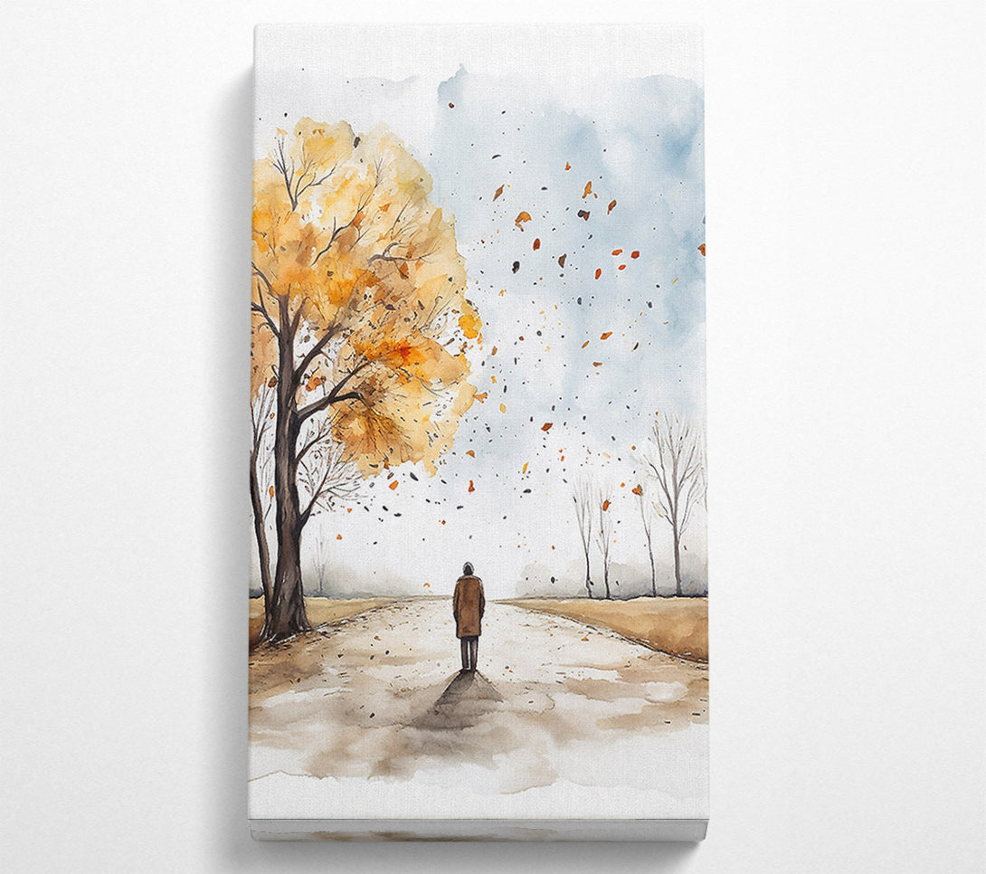  A Canvas Print of Autumn Walk Watercolour Canvas Wall Art