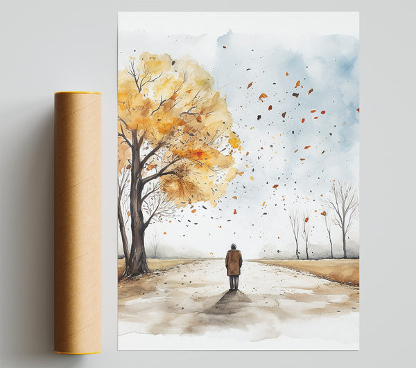 Autumn Walk Watercolour Print
