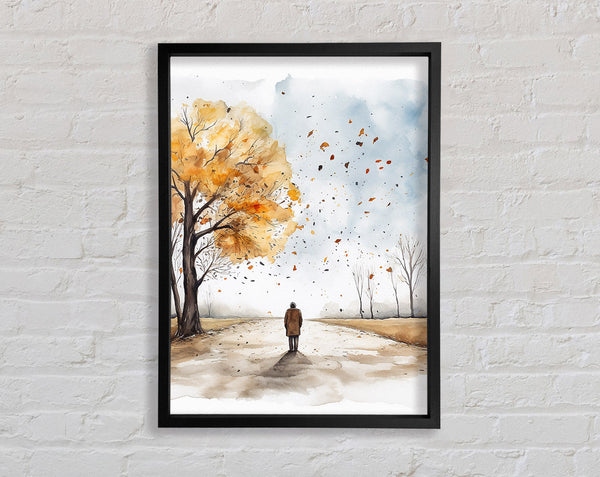Autumn Walk Watercolour Framed Print