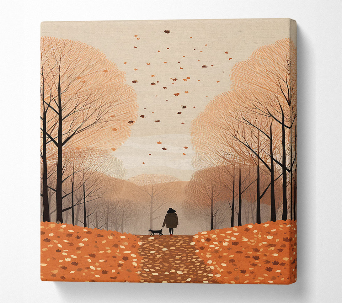  A Canvas Print of Autumnal Dog Walk Canvas Print