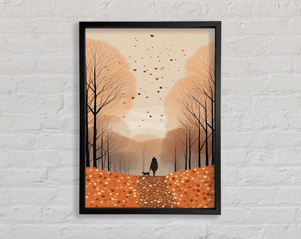 Autumnal Dog Walk Framed Print