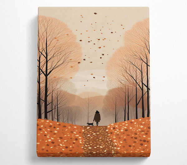  A Canvas Print of Autumnal Dog Walk Canvas Print