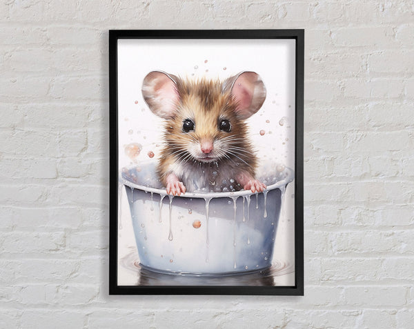 Baby Mouse Bath Framed Print