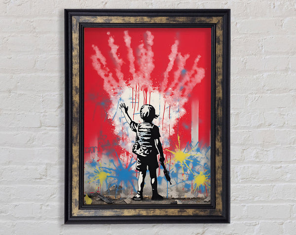 Banksy Raygun Boy Framed Print