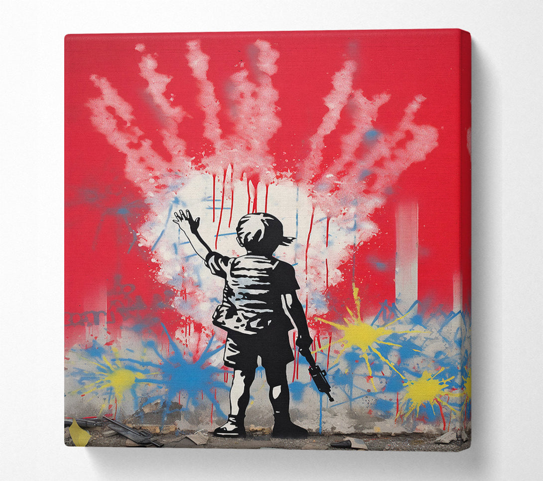  A Canvas Print of Banksy Raygun Boy Canvas Wall Art