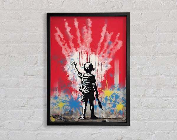 Banksy Raygun Boy Framed Print