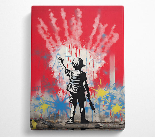  A Canvas Print of Banksy Raygun Boy Canvas Wall Art