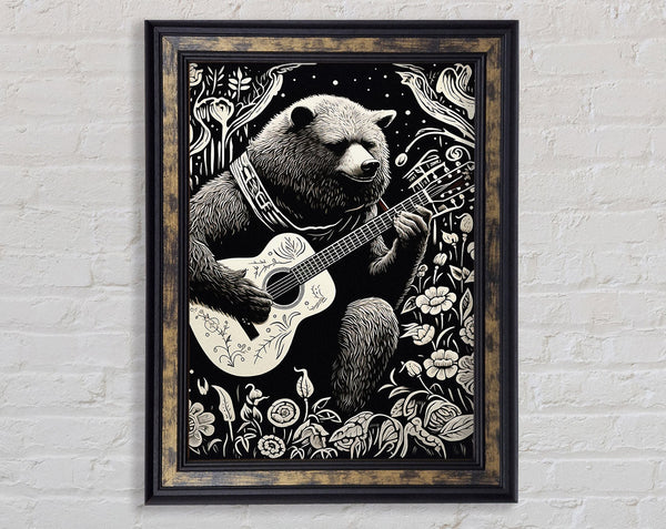 Bear And His Guitar Framed Print