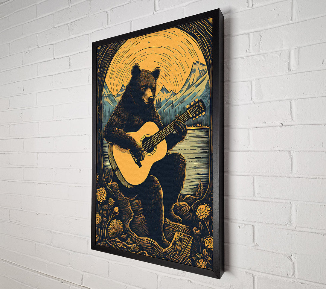  A Canvas Print of Bear Playing Guitar Canvas Print