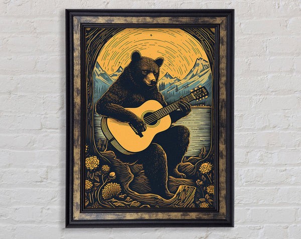 Bear Playing Guitar Framed Print