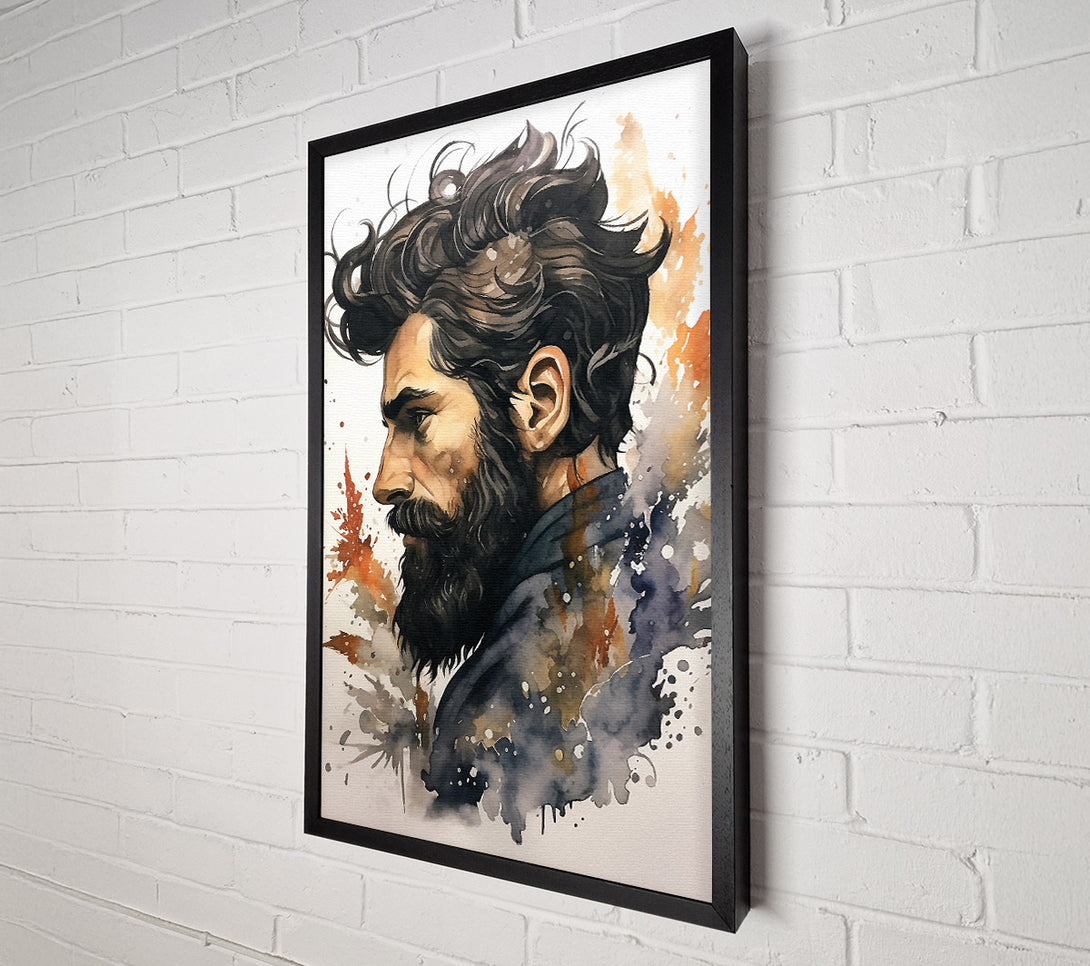  A Canvas Print of Bearded Man Watercolour Canvas Print