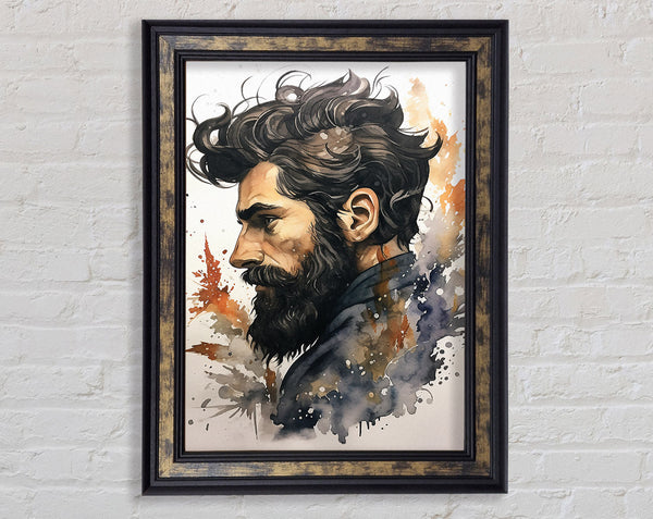 Bearded Man Watercolour Framed Print