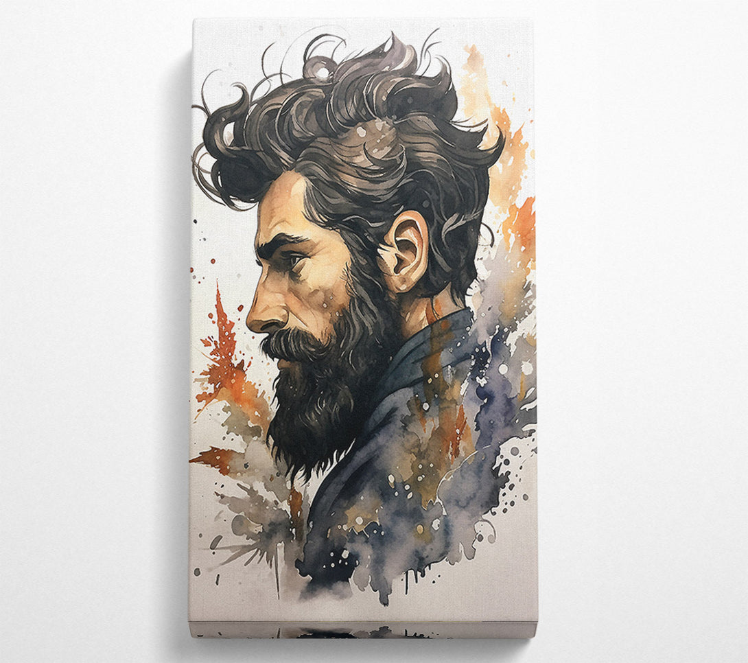 A Canvas Print of Bearded Man Watercolour Canvas Print