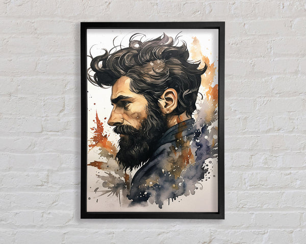 Bearded Man Watercolour Framed Print