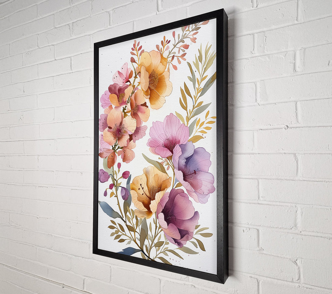  A Canvas Print of Beautiful Illustrated Flowers Canvas Print