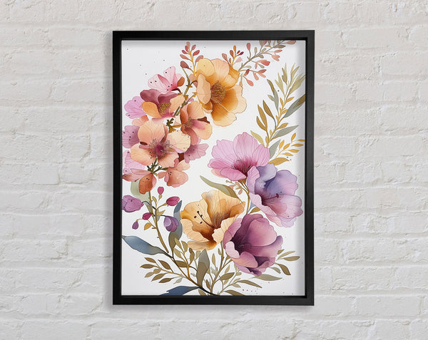 Beautiful Illustrated Flowers Framed Print