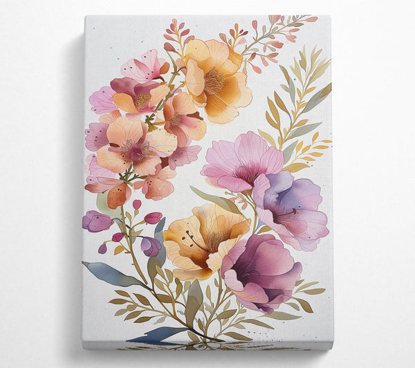  A Canvas Print of Beautiful Illustrated Flowers Canvas Print