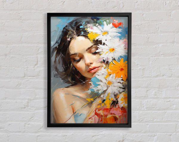Beautiful Woman Bouquet Art Framed Print